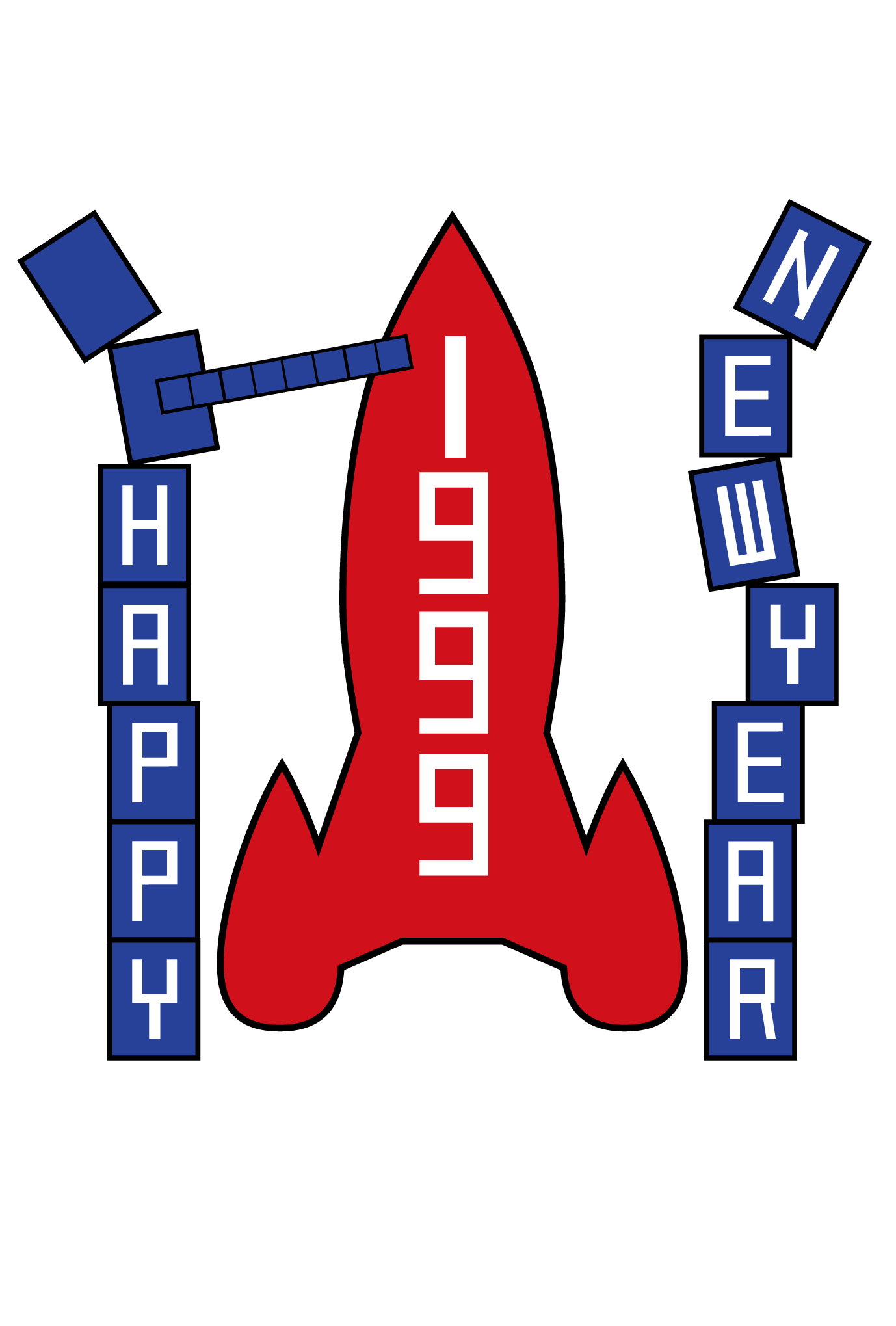1999年賀状08：New year rocketのダウンロード画像