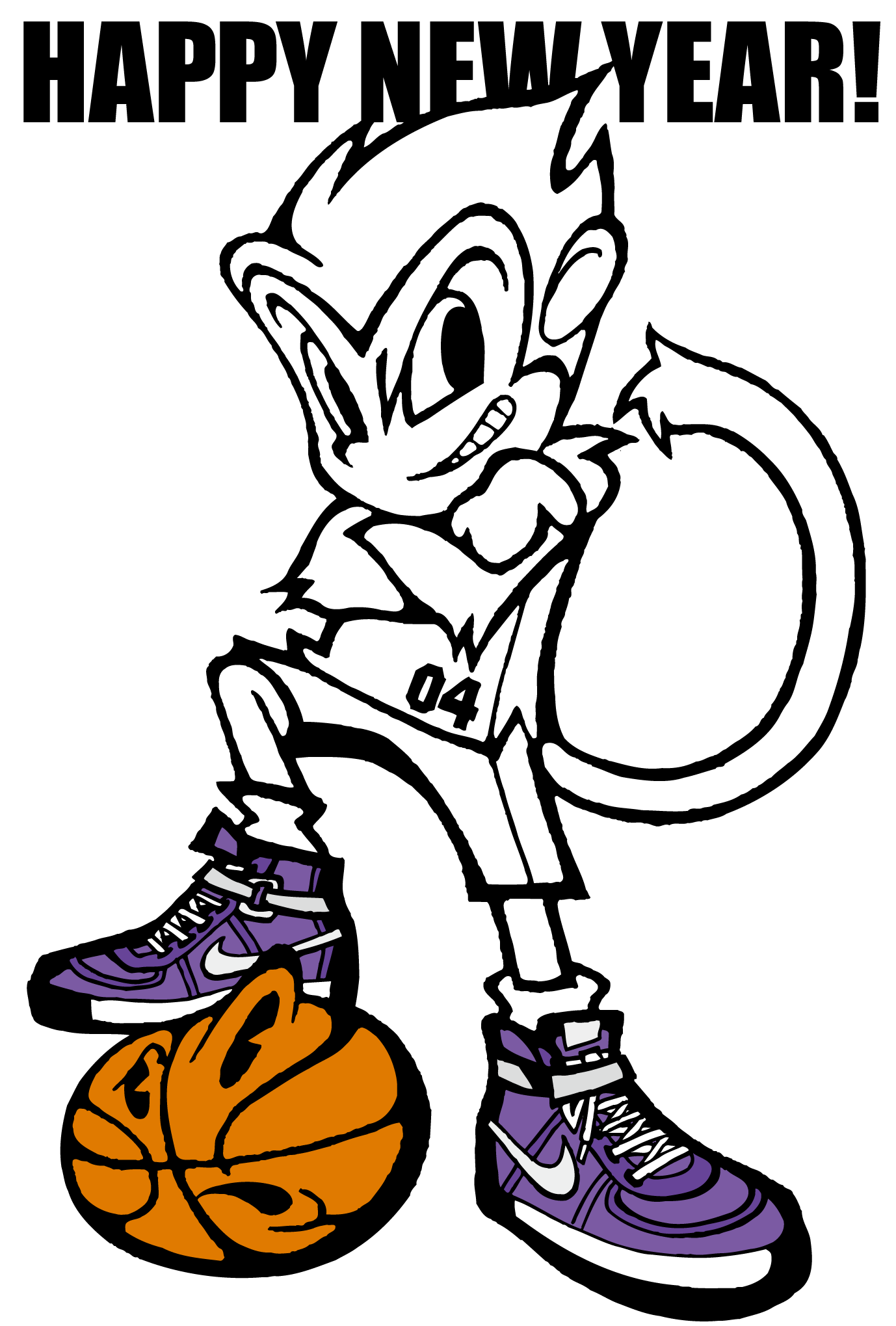 2004年賀状03：Basketball monkey / 3のダウンロード画像