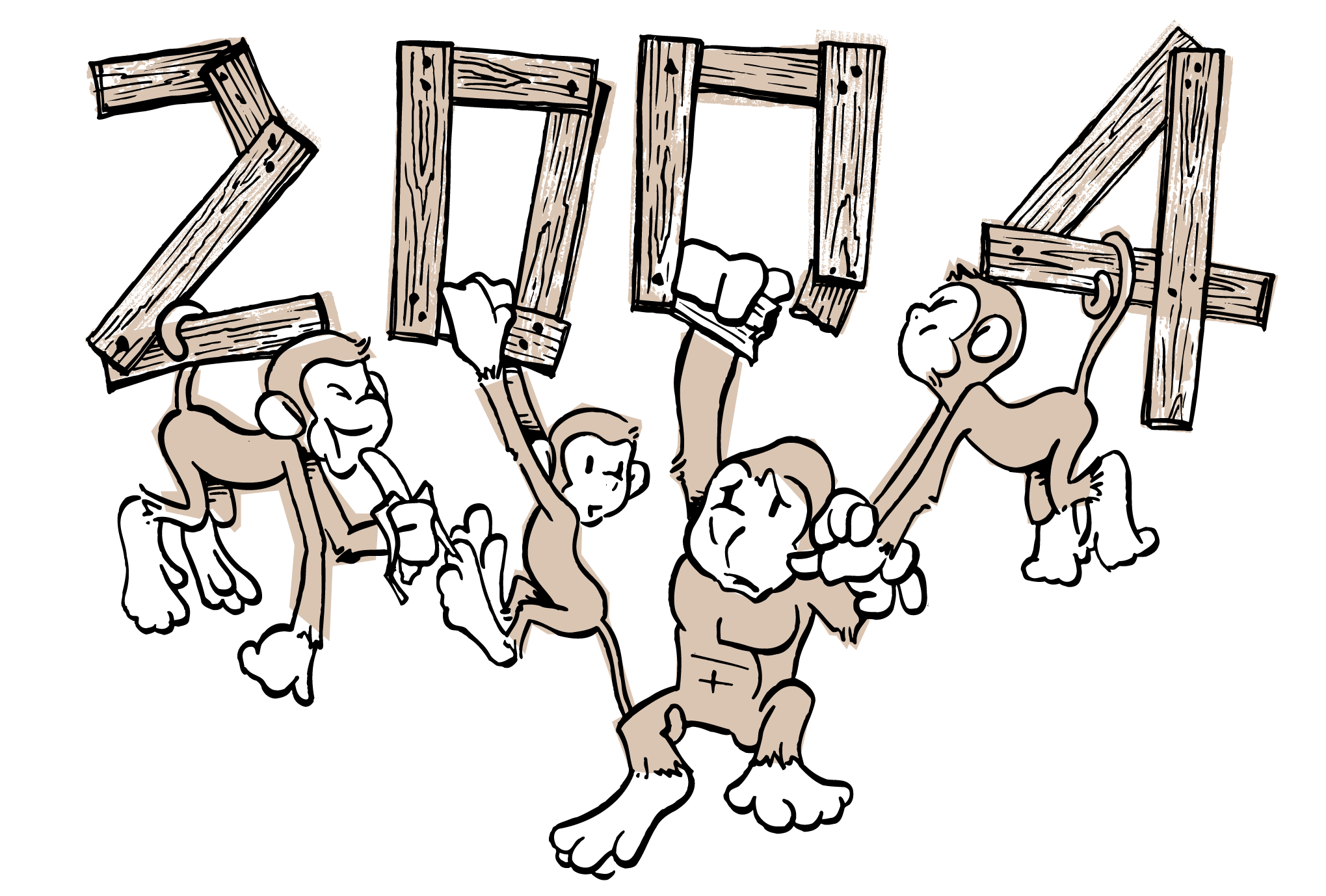 2004年賀状26：Monkey friendsのダウンロード画像