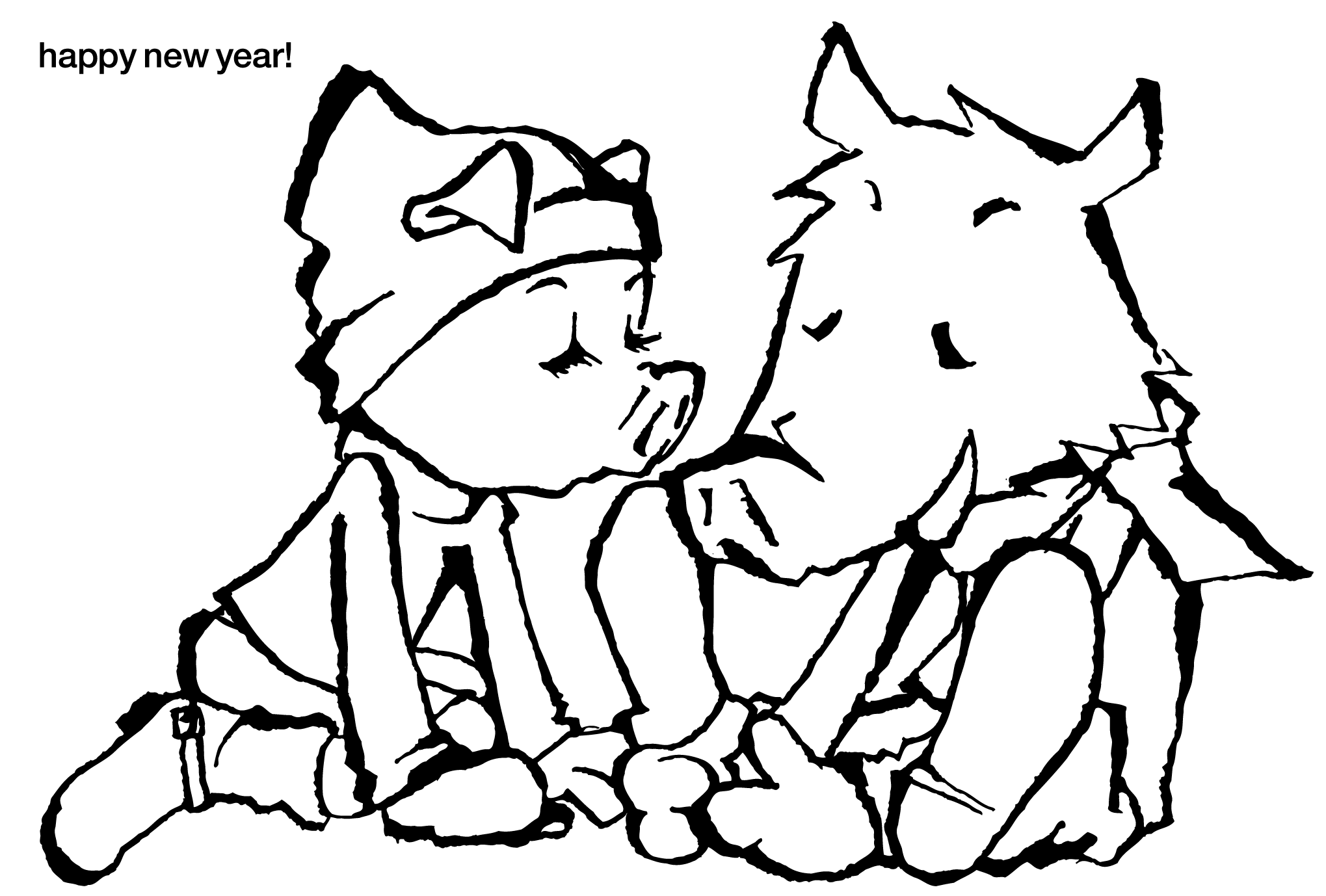 2007年賀状18：Pig and Boarのダウンロード画像