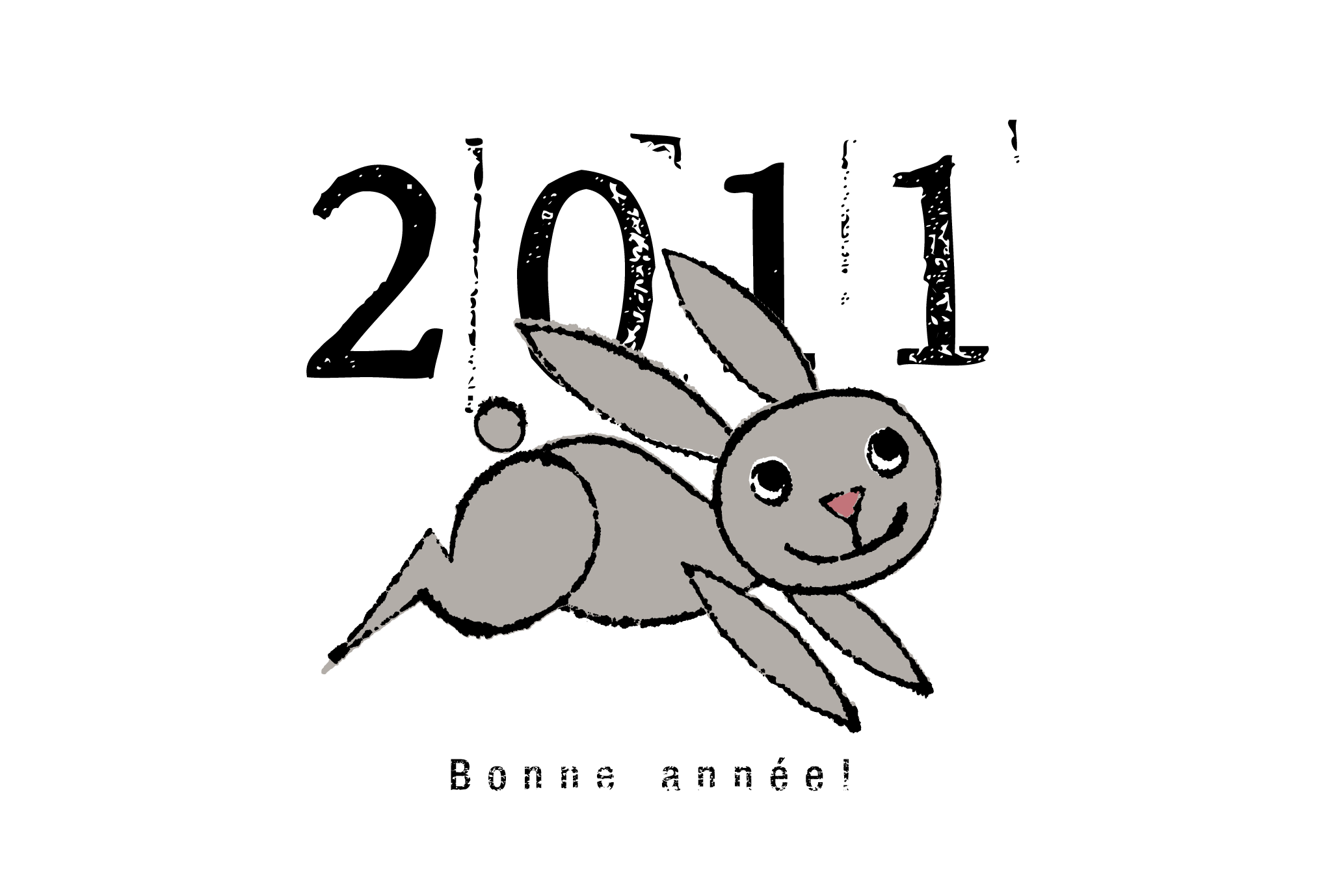 2011年賀状25：Gray rabbit running 2011のダウンロード画像