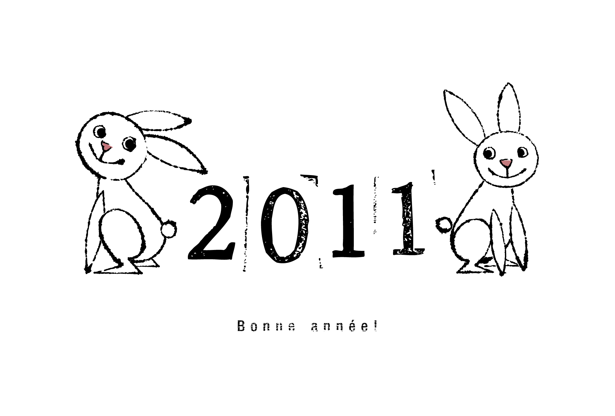 2011年賀状27：Two rabbit 2011のダウンロード画像