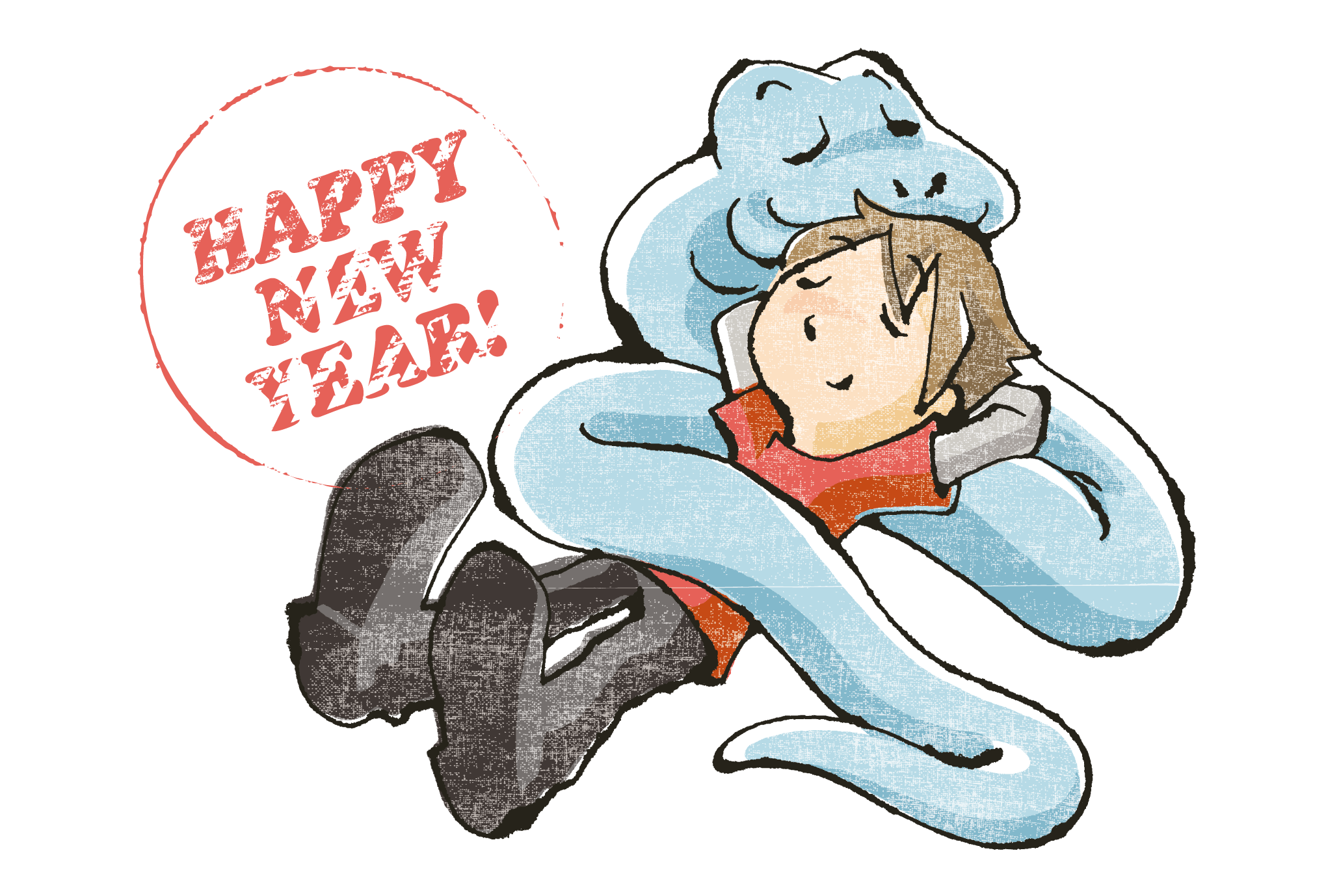 2013年賀状09-1：Sleeping Snake / redrawのダウンロード画像