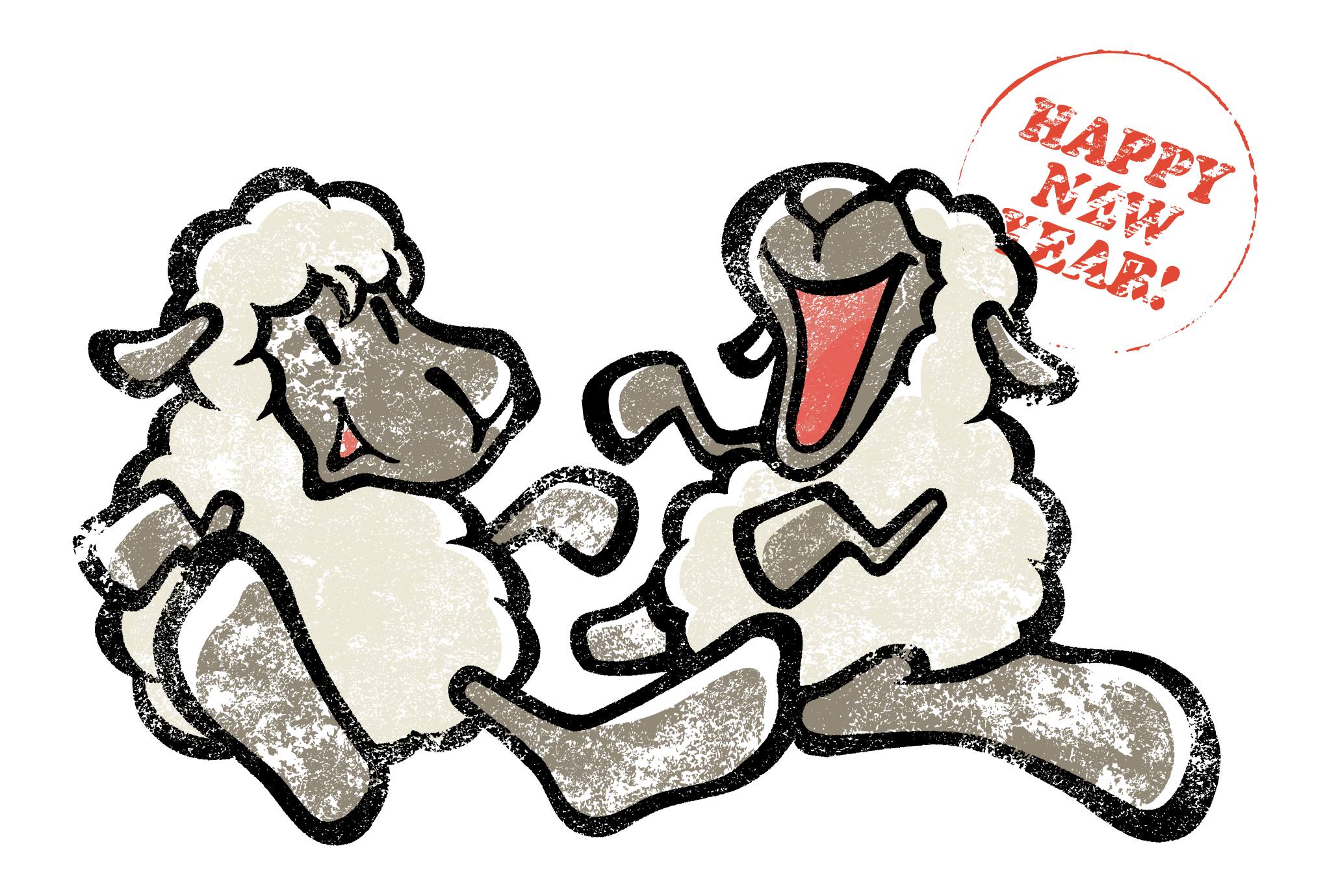 2015年賀状08-1：Laughing sheep / modifyのダウンロード画像