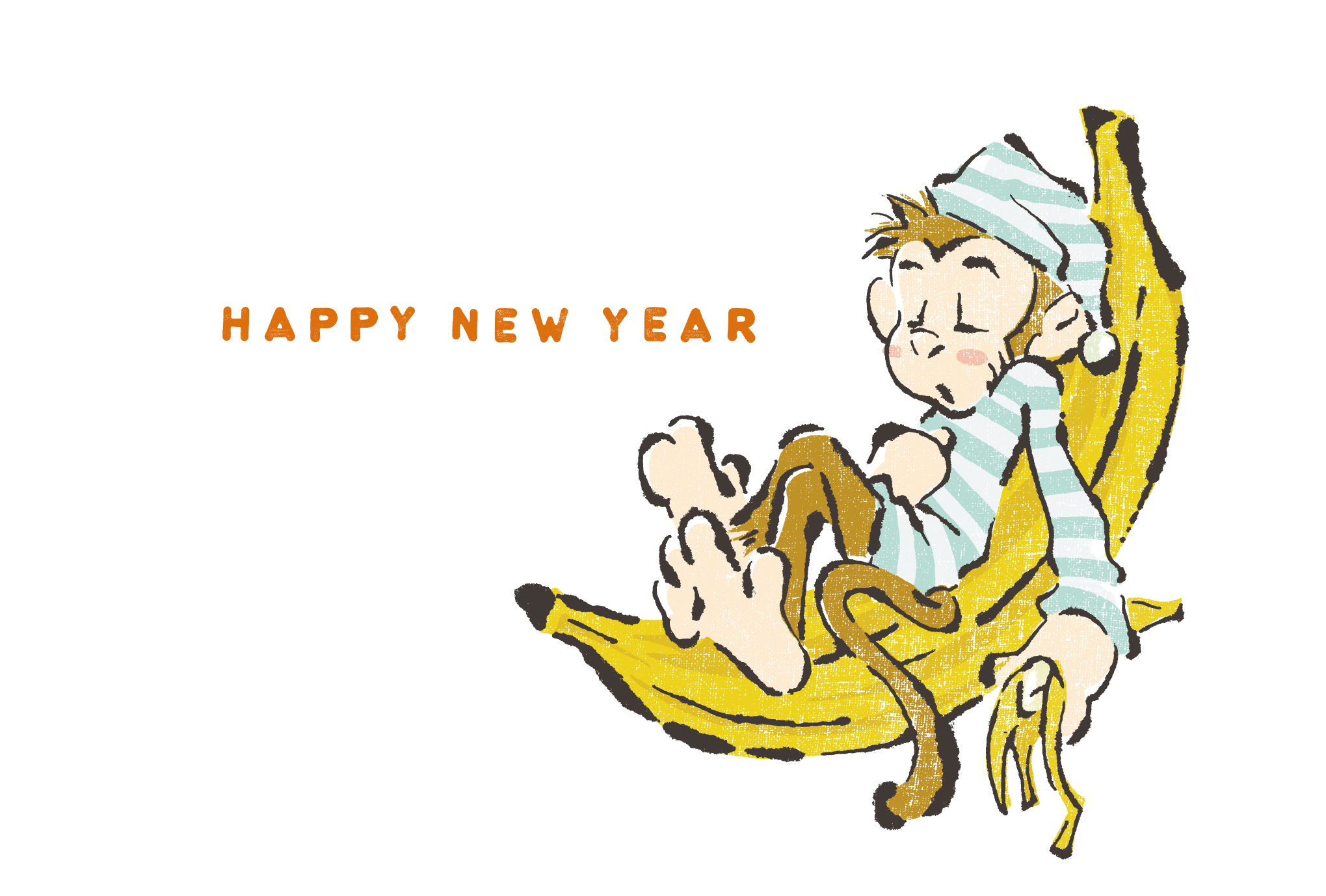 2016年賀状09-1：Crescent banana / redraw 1のダウンロード画像