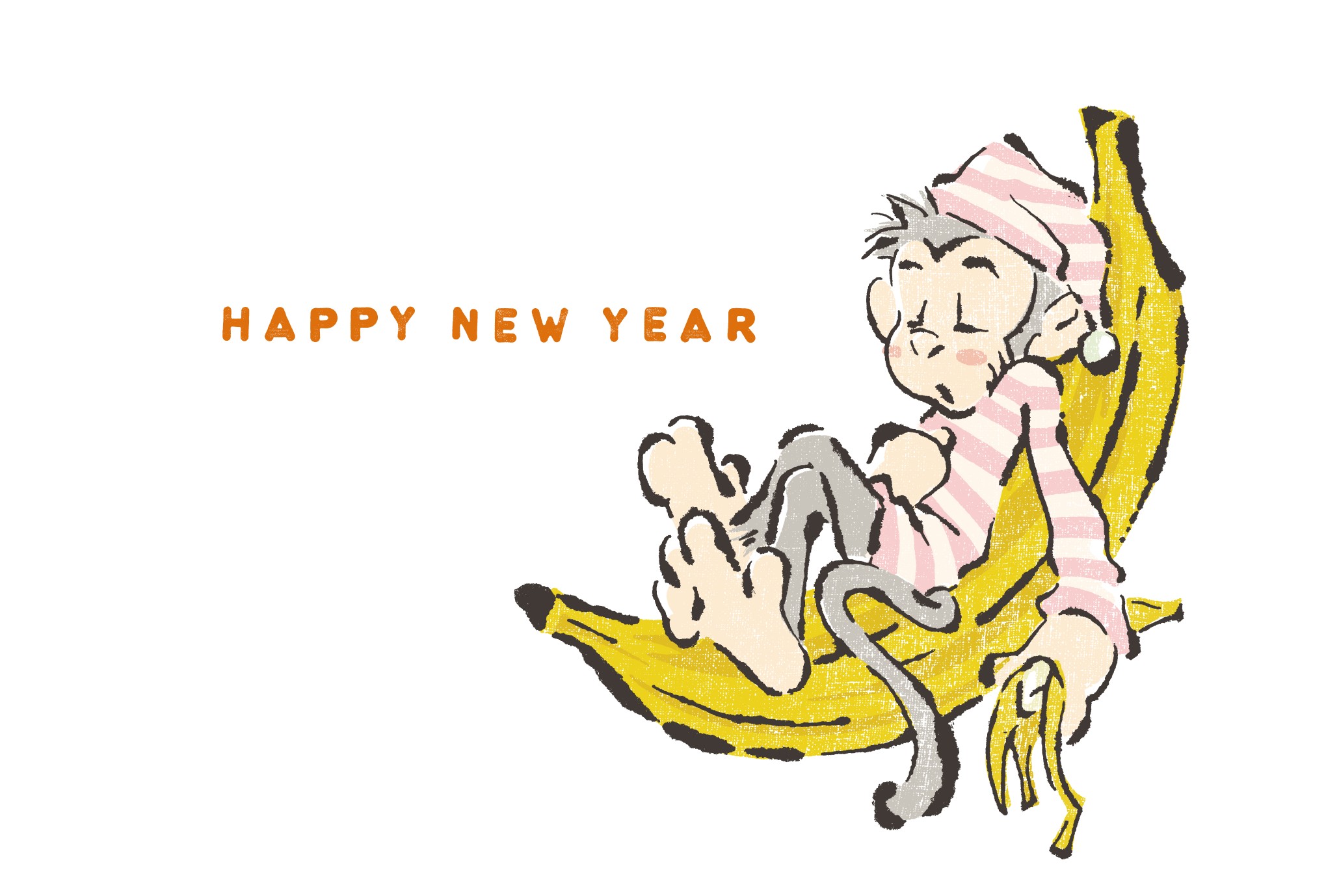 2016年賀状09-2：Crescent banana / redraw 2のダウンロード画像