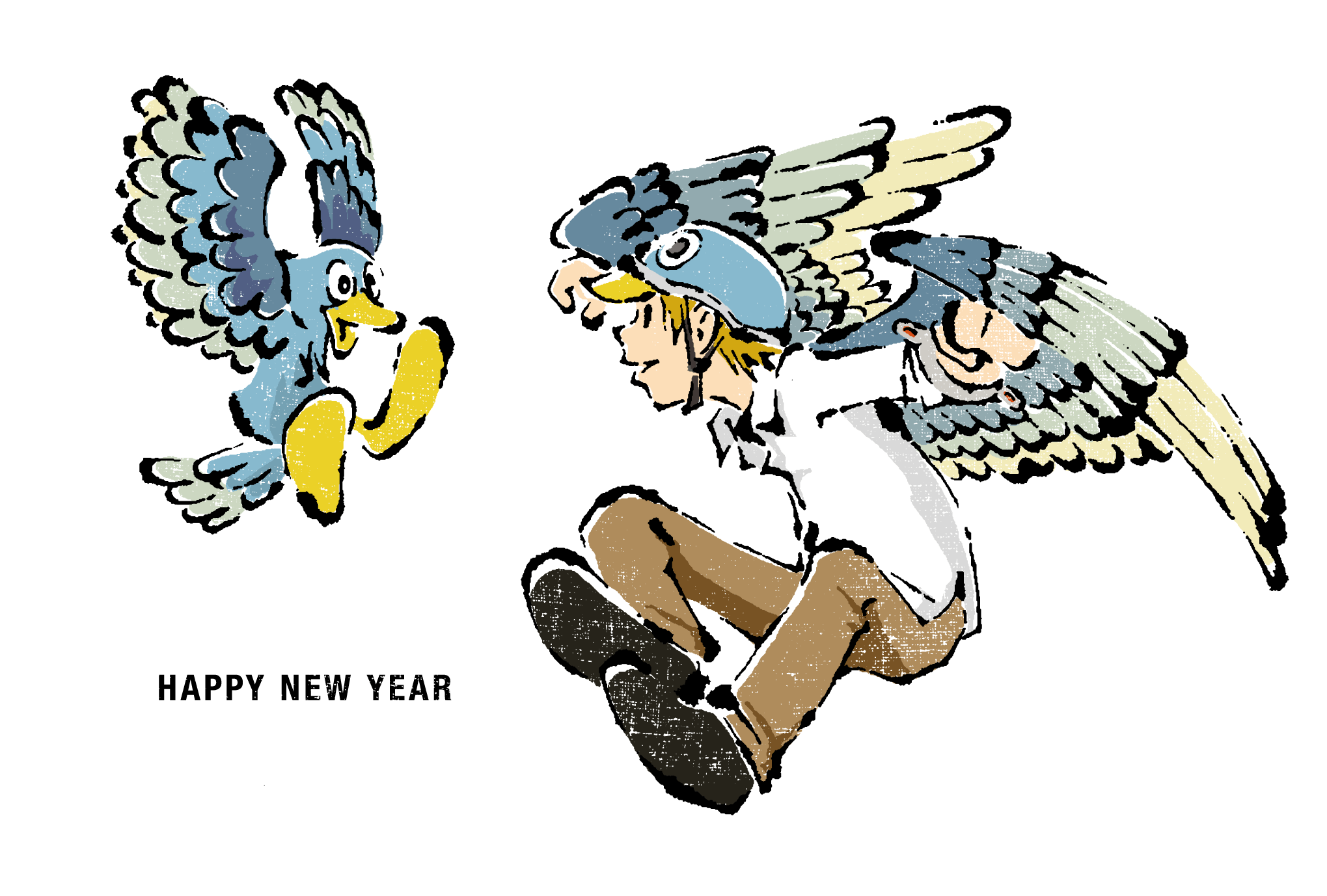 2017年賀状11-1：Flying Bird / redraw 1のダウンロード画像