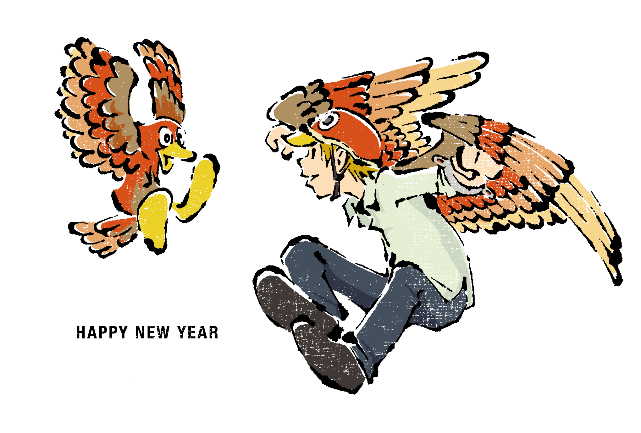 2017年賀状11-2：Flying Bird / redraw 2のダウンロード画像