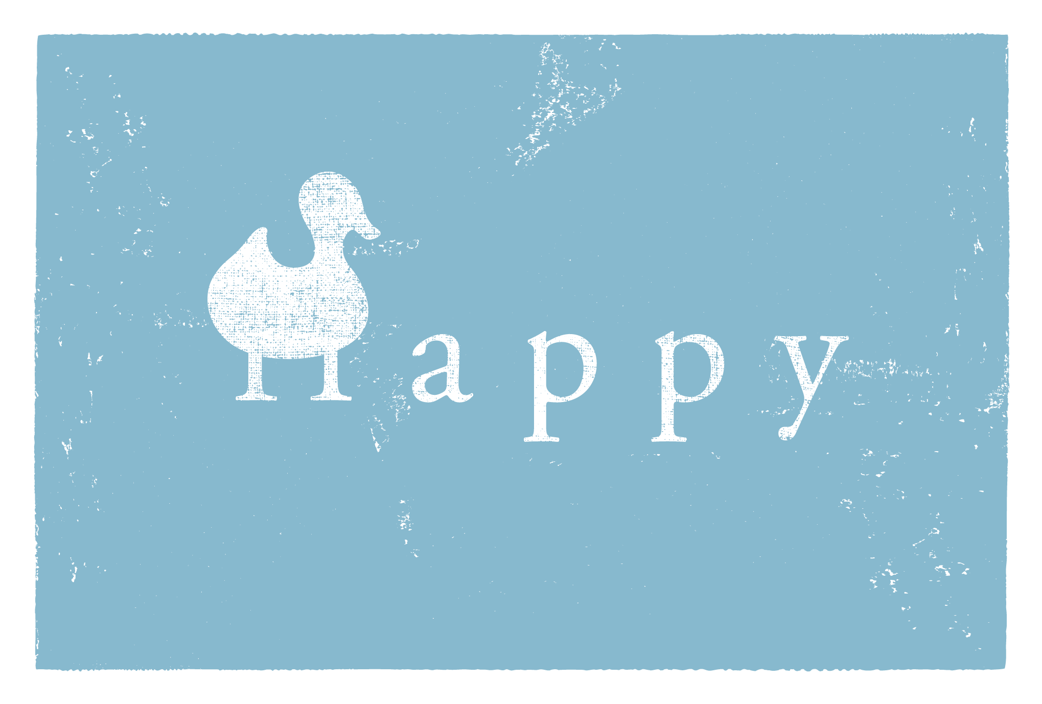 2017年賀状16-2：Happy duck / blueのダウンロード画像