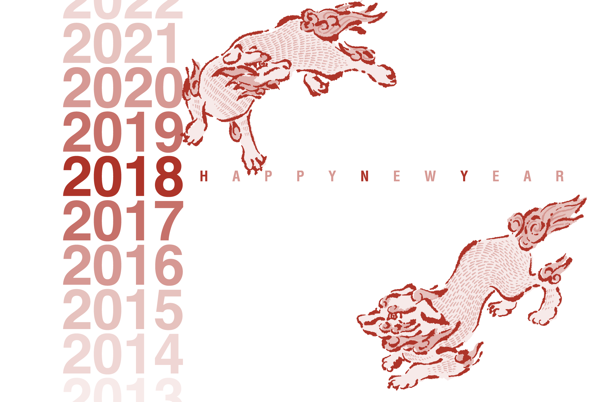 2018年賀状01-1：狛犬 Gradation 2018（深緋）のダウンロード画像