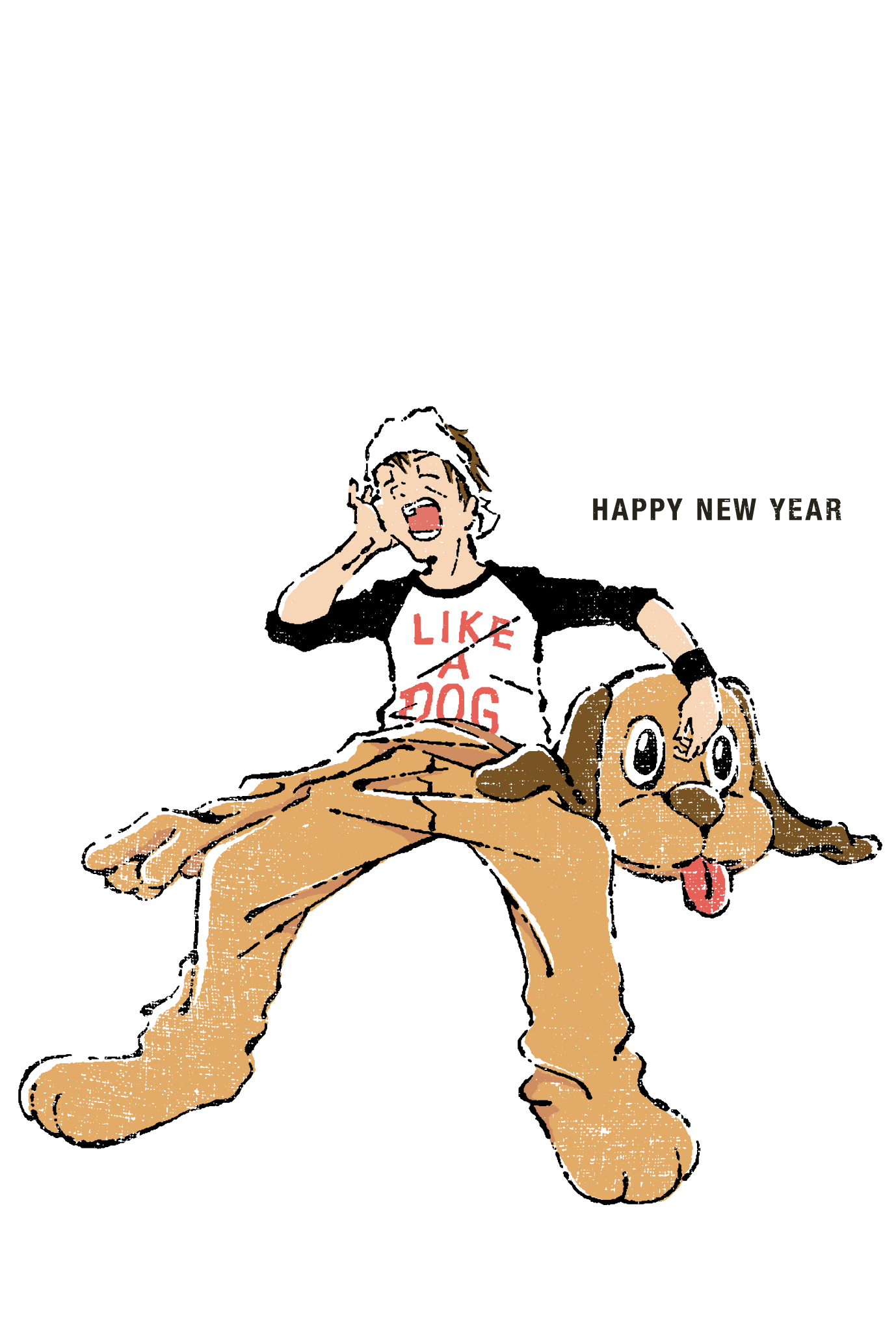 2018年賀状08-1：Work like a dog / redraw 1のダウンロード画像