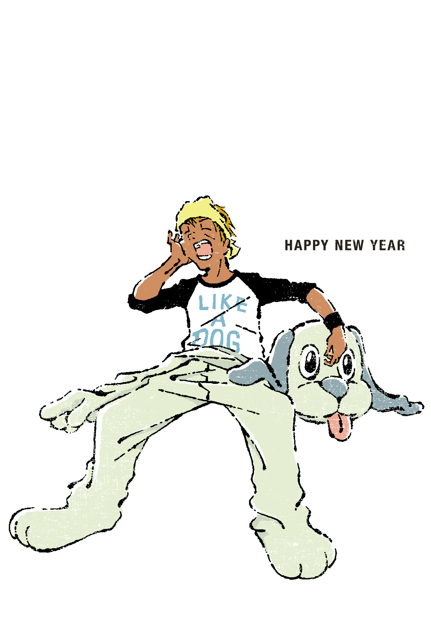 2018年賀状08-2：Work like a dog / redraw 2のダウンロード画像