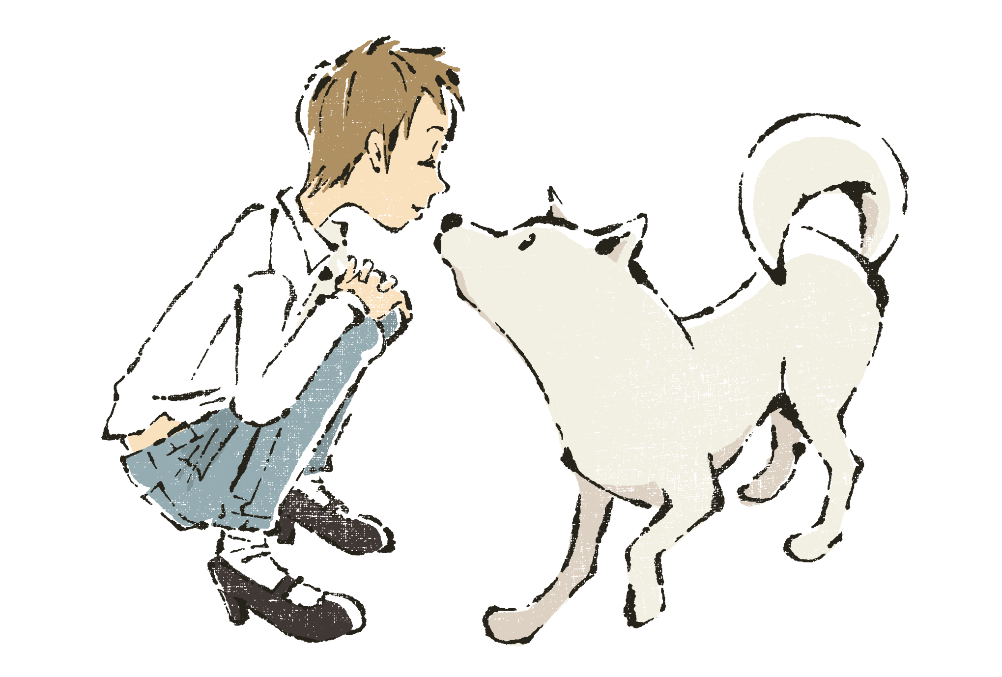 2018年賀状09-1：White dog / redraw 1のダウンロード画像