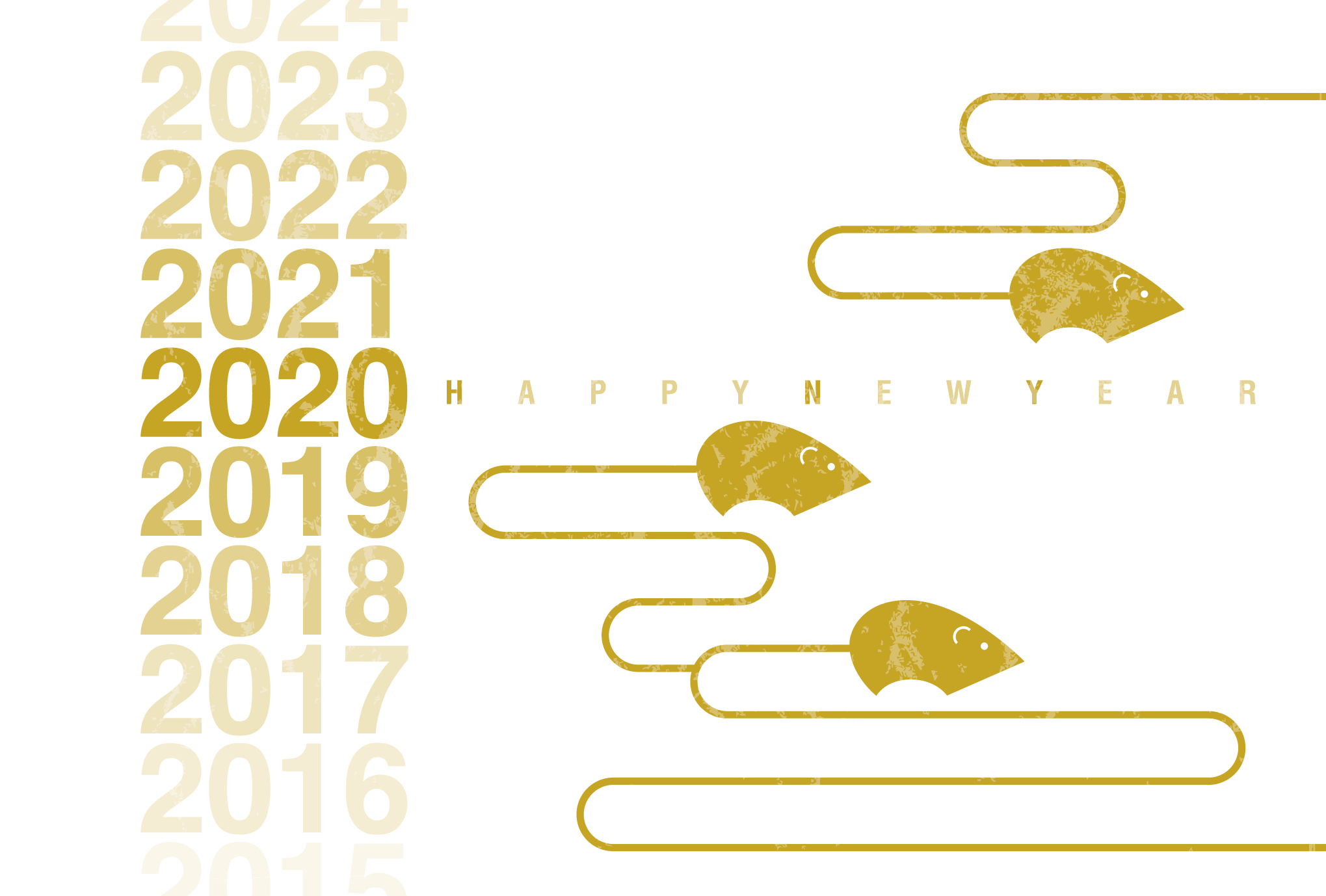 2020年賀状01-2：子 Gradation 2020（金色）のダウンロード画像