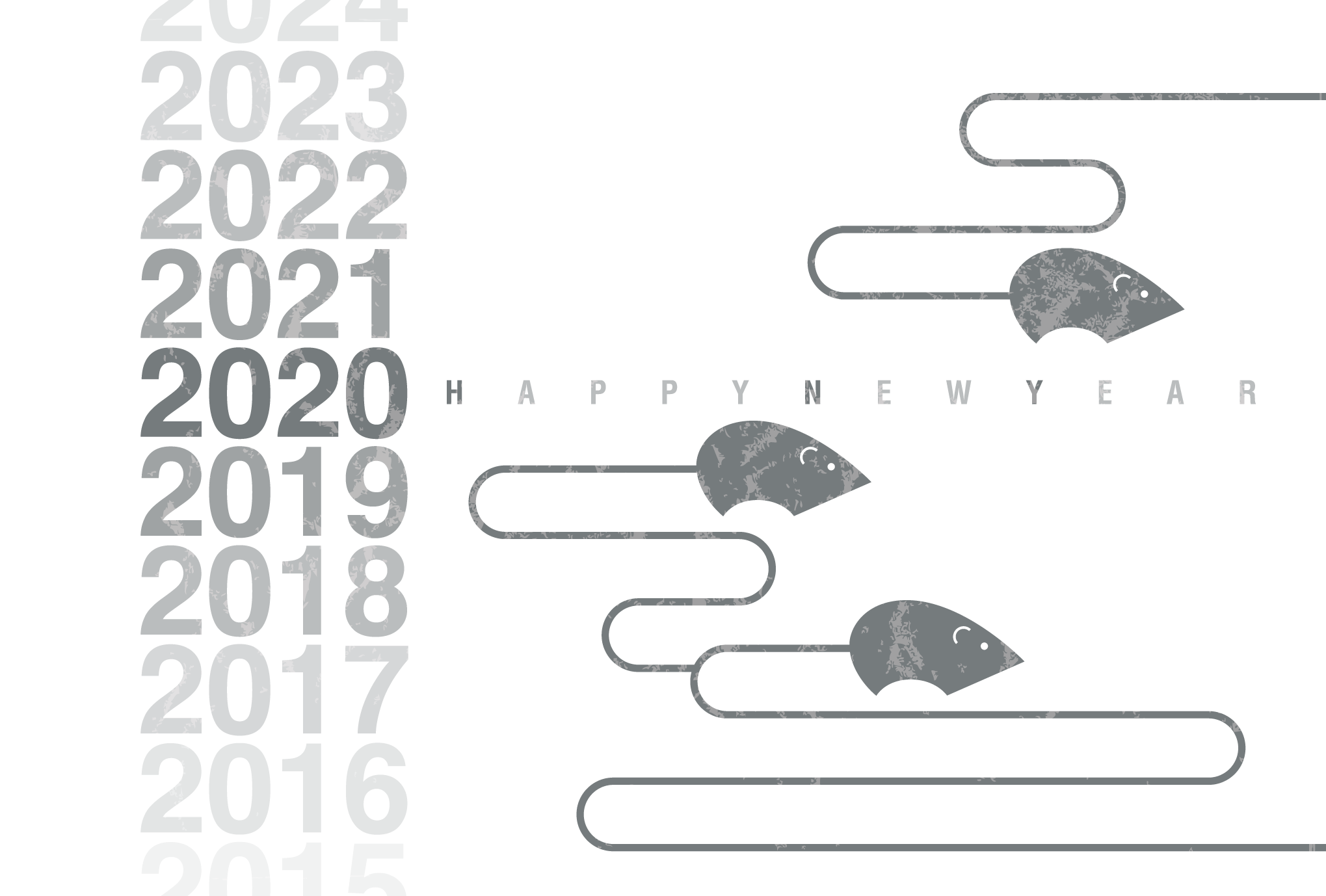 2020年賀状01-3：子 Gradation 2020（鼠色）のダウンロード画像