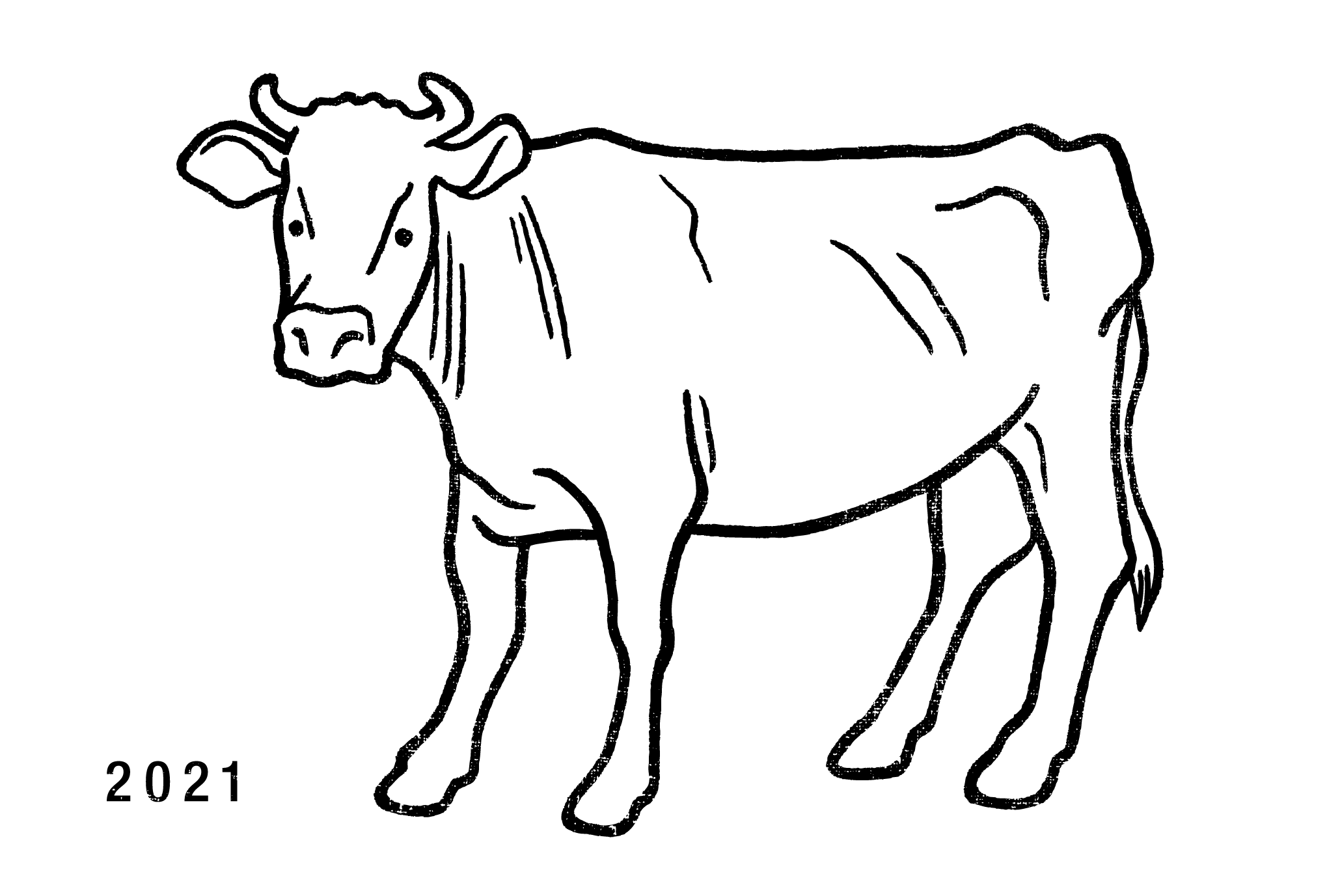 2021年賀状09-2：Charolais / 横のダウンロード画像