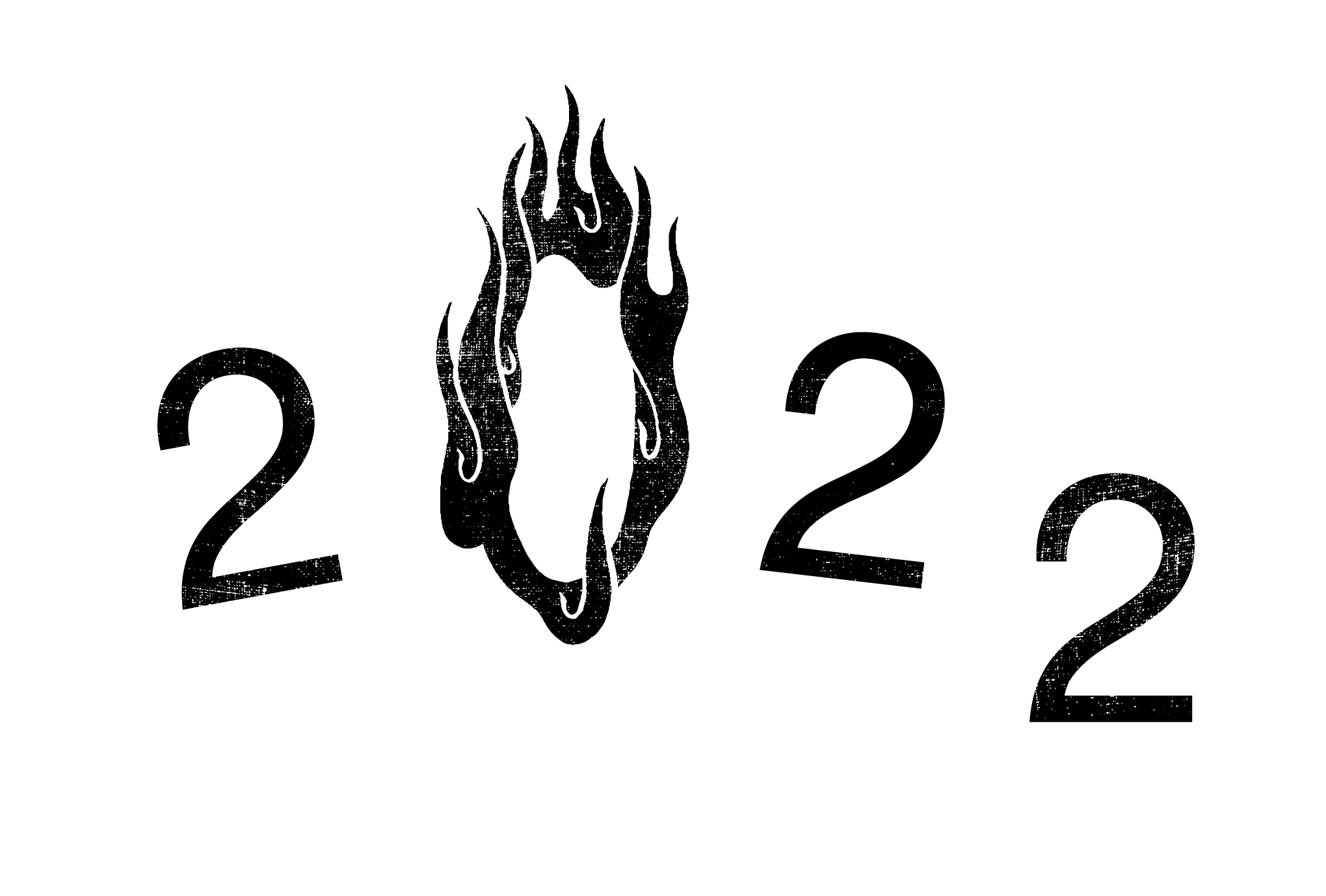 2022年賀状21-1：火の輪くぐり 2022（黒）のダウンロード画像