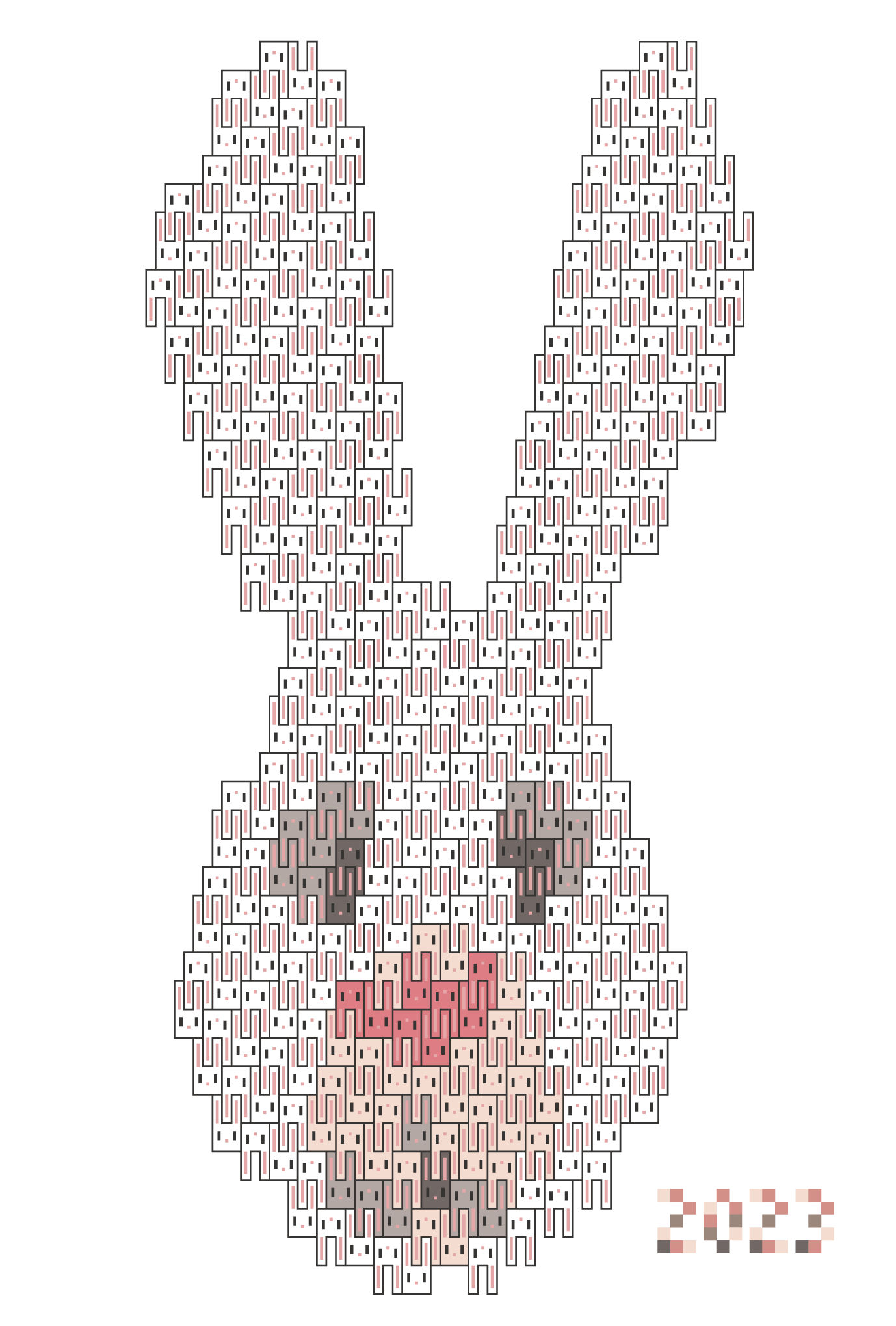 2023年賀状06：ウサギパズルのダウンロード画像