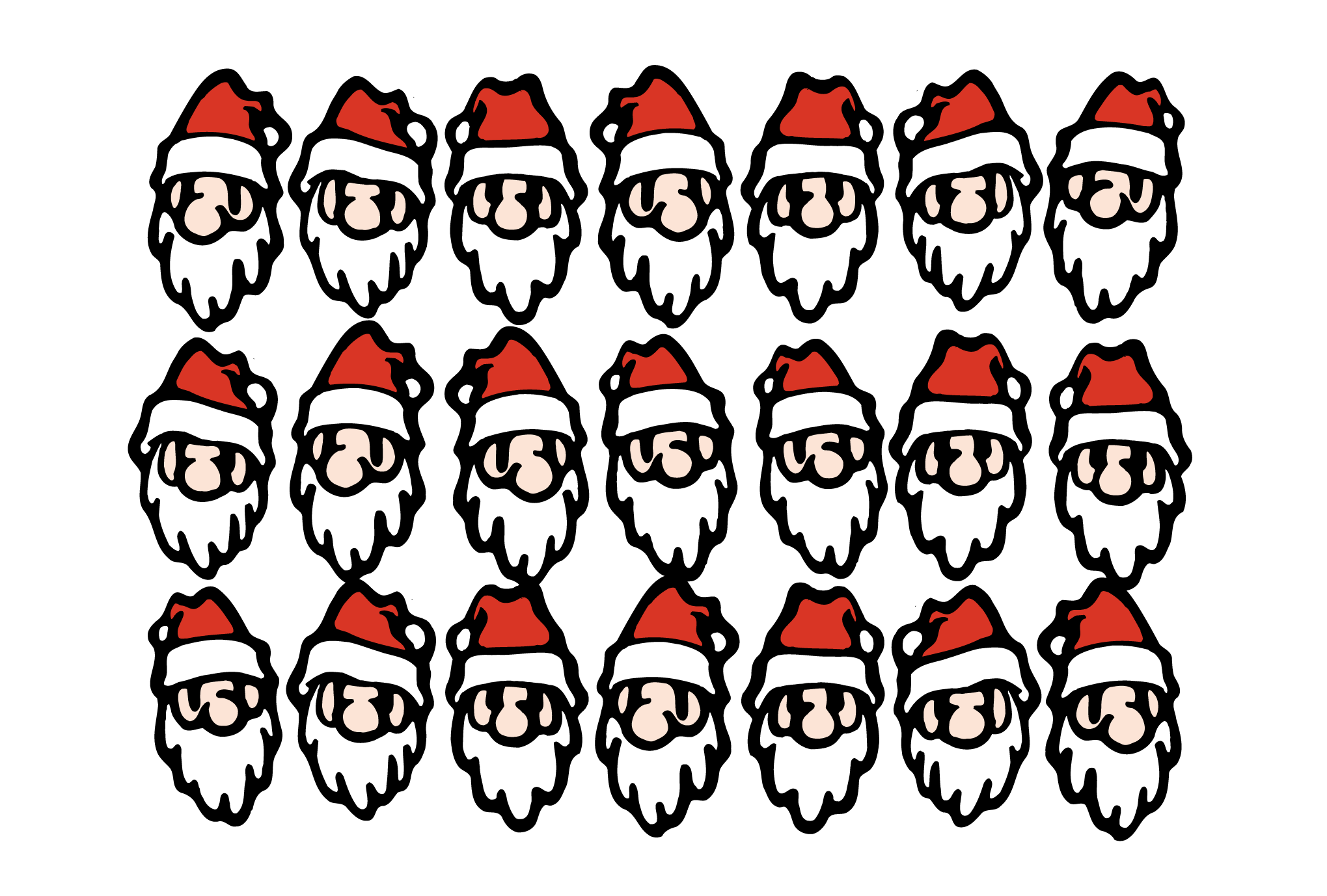 クリスマスカード04：21人のサンタのダウンロード画像